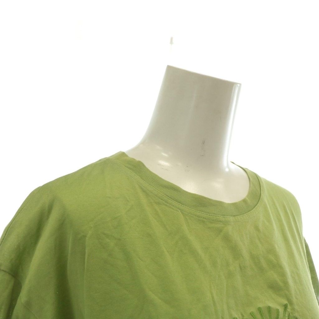  エルメス HERMES Tシャツ カットソー 半袖 クルーネック ロゴ 刺繍 L 緑 グリーン XZ GY 11 半袖(Tシャツ) Tシャツ カットソー