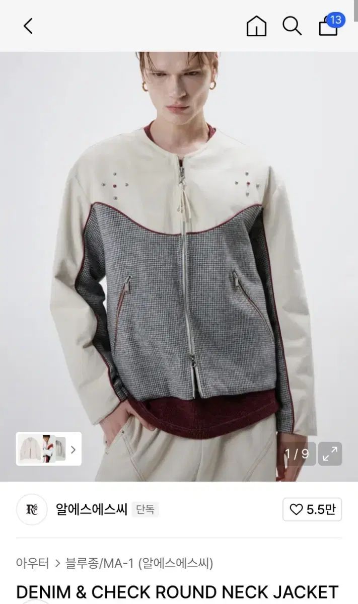 RSSC デニム CHECK ラウンドネック アウター