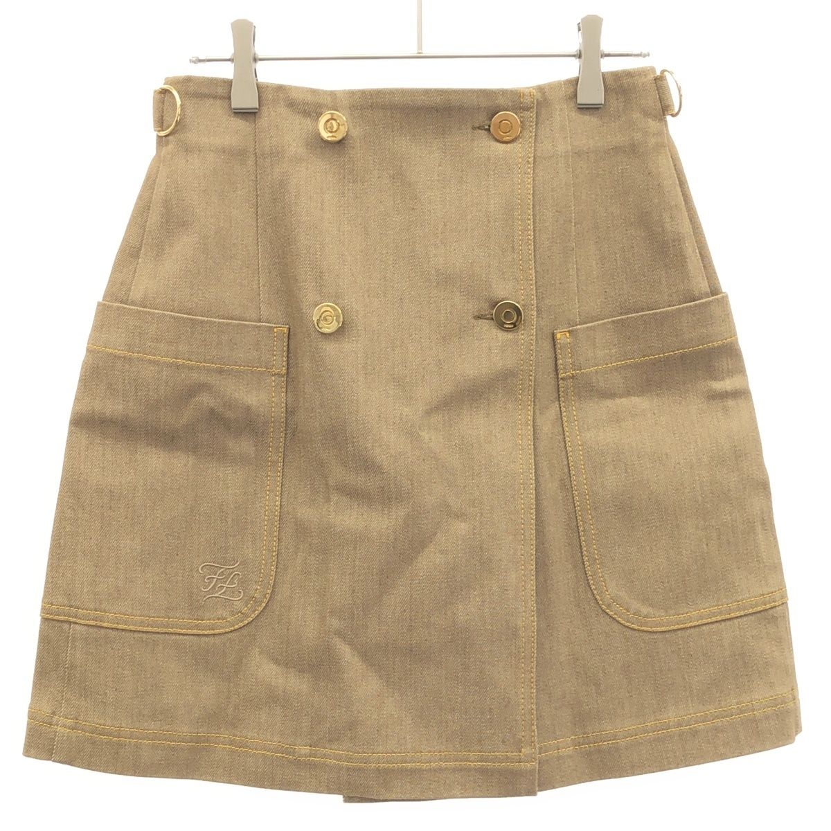 FENDI フェンディ デニムミニスカート FLQ522 A8GX ベージュ 40