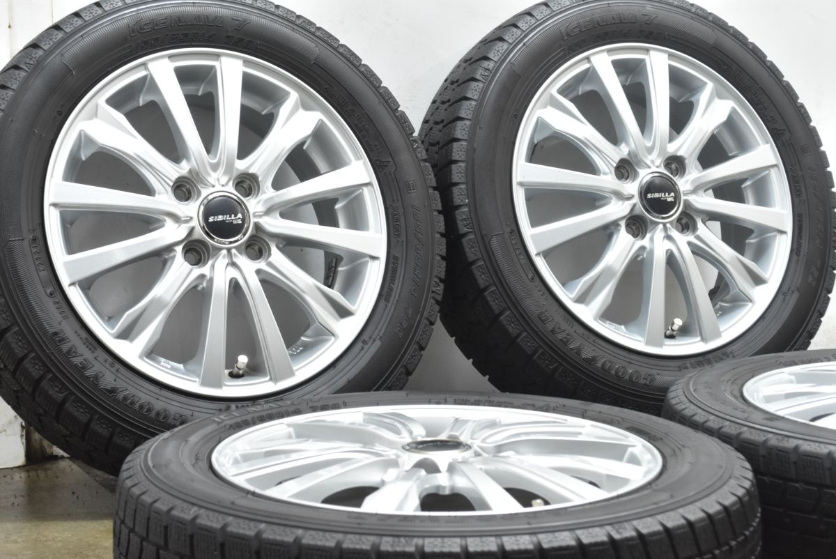 軽自動車サイズ シビラ 14 in 4 5 J 45 PCD 100 グッドイヤー アイスナビ7 155 65 R N BOX ONE WGN ワゴンR アルト ムーヴ タント