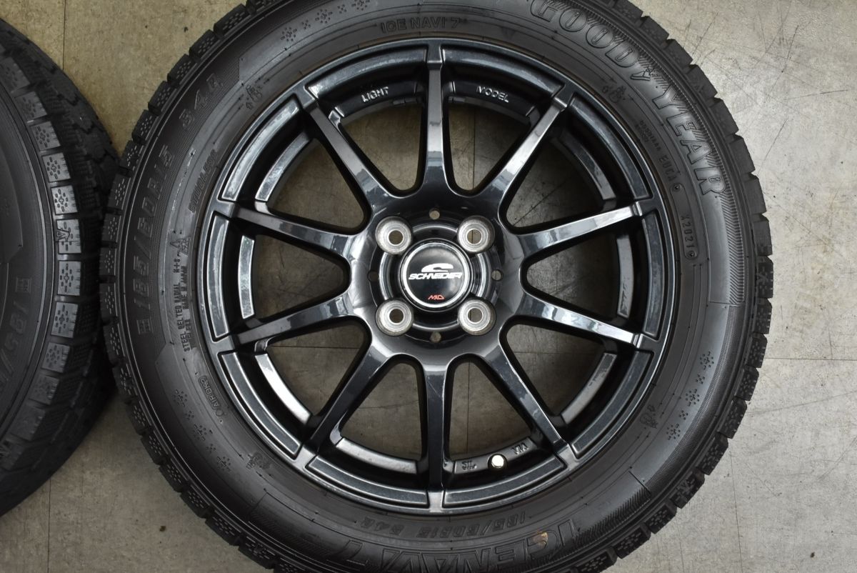 ヴィッツ カローラ フィールダー等に シュナイダー 15 in 5 J 45 PCD 100 グッドイヤー アイスナビ7 185 60 R ヤリス アクア フィット 15インチ タイヤ ホイールセット