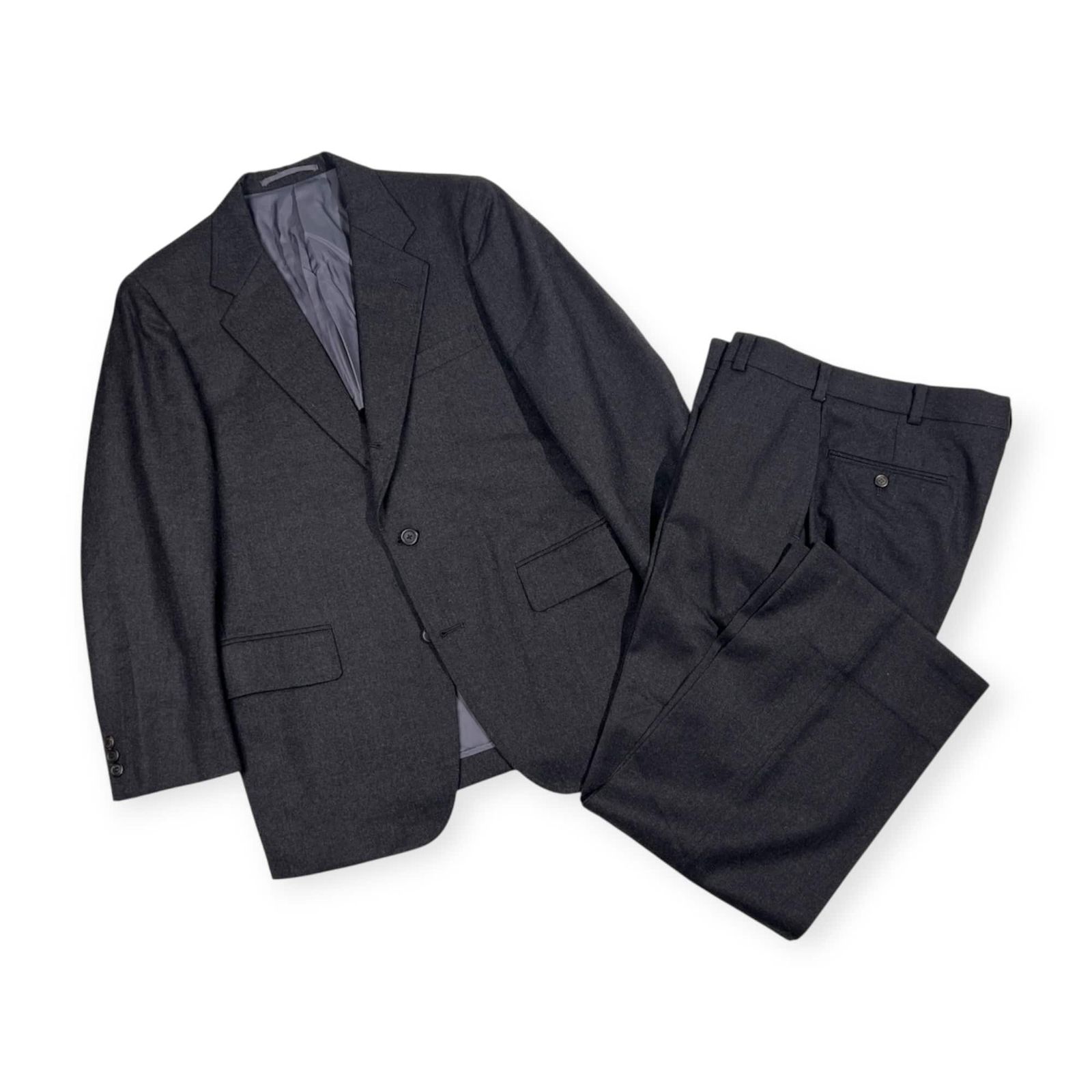 上下 J.PRESS ジェイプレス 背抜き テーラドジャケット スラックス スーツ 上 94-84-170 下 82 ダークグレー メンズ
