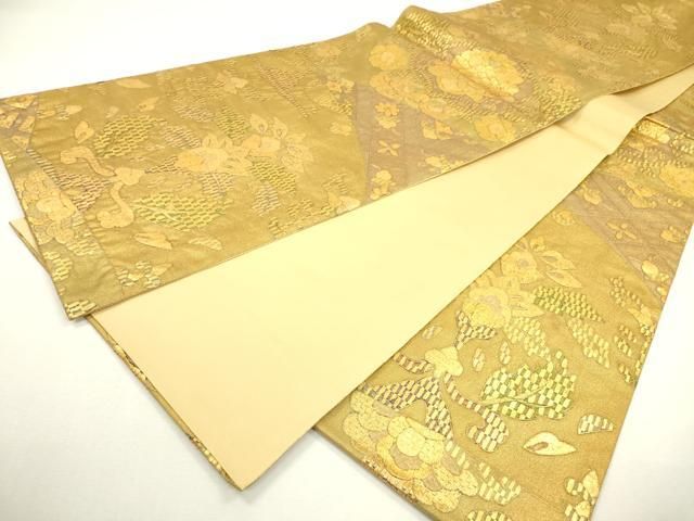 平和屋着物▽全通柄袋帯 更紗花文 金彩 正絹 逸品 DAAX9406fe - メルカリ