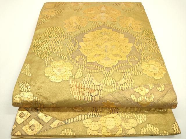 平和屋着物▽全通柄袋帯 更紗花文 金彩 正絹 逸品 DAAX9406fe - メルカリ