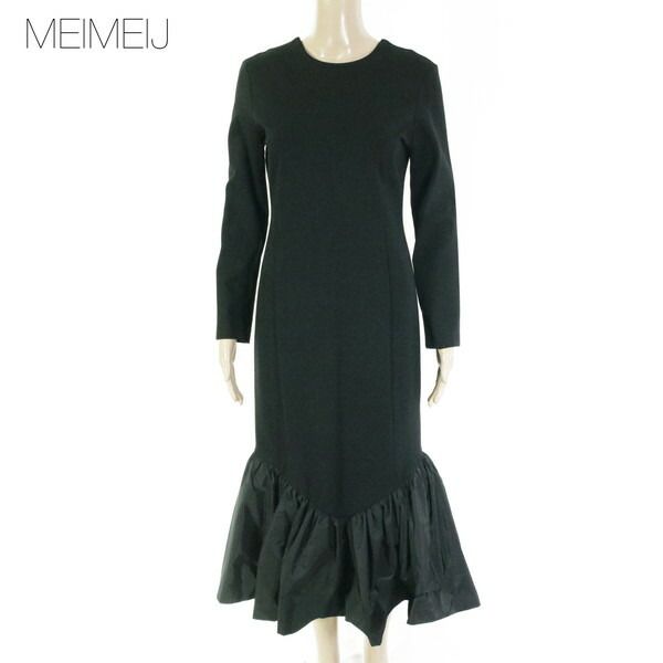 75%OFF 新品 メイメイジェイ MEIMEI J ワンピース 40 EOP1729 Mサイズ ブラック レディース ロングワンピース 長袖 裾フレア イタリア製