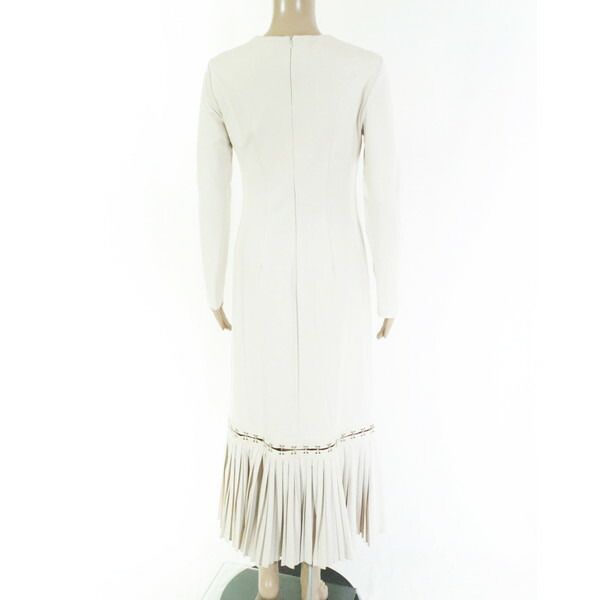 80 OFF メイメイジェイ MEIMEI J ワンピース 40 EOP 1730 Mサイズ オフホワイト レディース ロングワンピース 長袖 裾プリーツ イタリア製