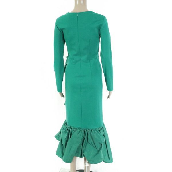 75 OFF メイメイジェイ MEIMEI J ワンピース 36 EOP 1732 XSサイズ グリーン レディース ロングワンピース 長袖 裾フ イタリア製