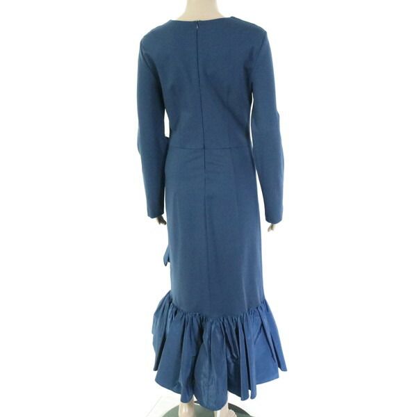 75 OFF メイメイジェイ MEIMEI J ワンピース 40 EOP 1733 Mサイズ ブルー レディース ロングワンピース 長袖 裾フ イタリア製