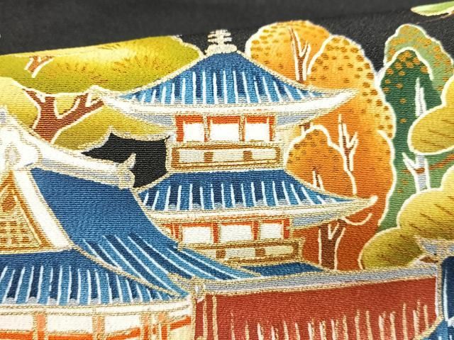 平和屋着物□豪華黒留袖 駒刺繍 風景花文 金彩 正絹 逸品 CAAZ1803xe