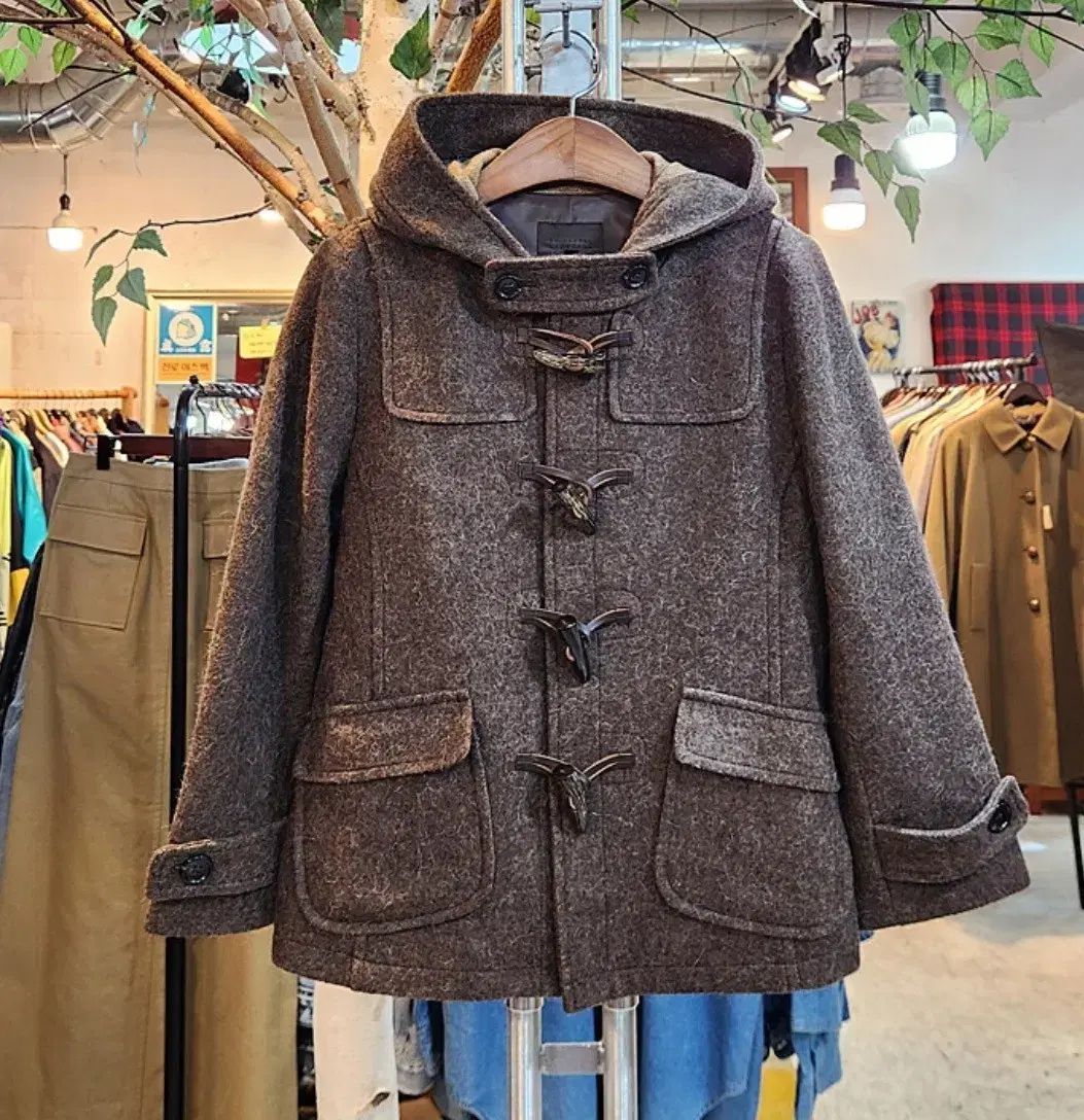 ユニバーサル ランゲージ ウール モヘア アルパカ ブレンド ダッフル フード ショート コート