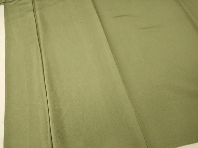 平和屋着物□染師 故・山代谷隆 色無地 草色 正絹 逸品 AABC7147fw