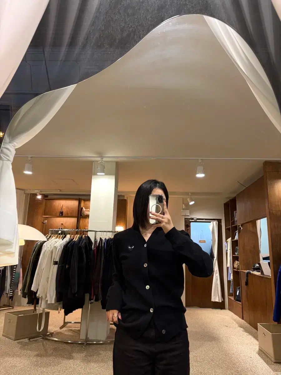 コム デ ギャルソン ブラック ハート ワッペン カーディガン