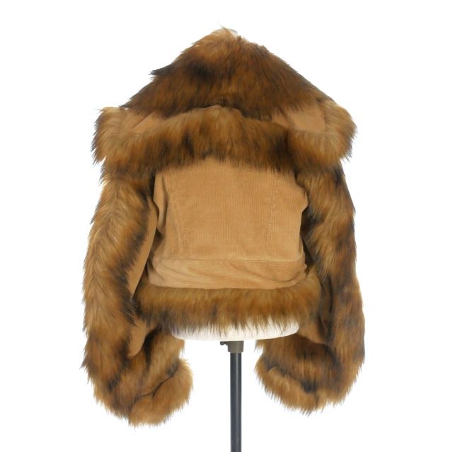 ディースクエアード DSQUARED2 23AW Faux Fur Jean Jacket コーデュロイ ファージャケット ブルゾン 36 ベージュ S72AM1014 正規