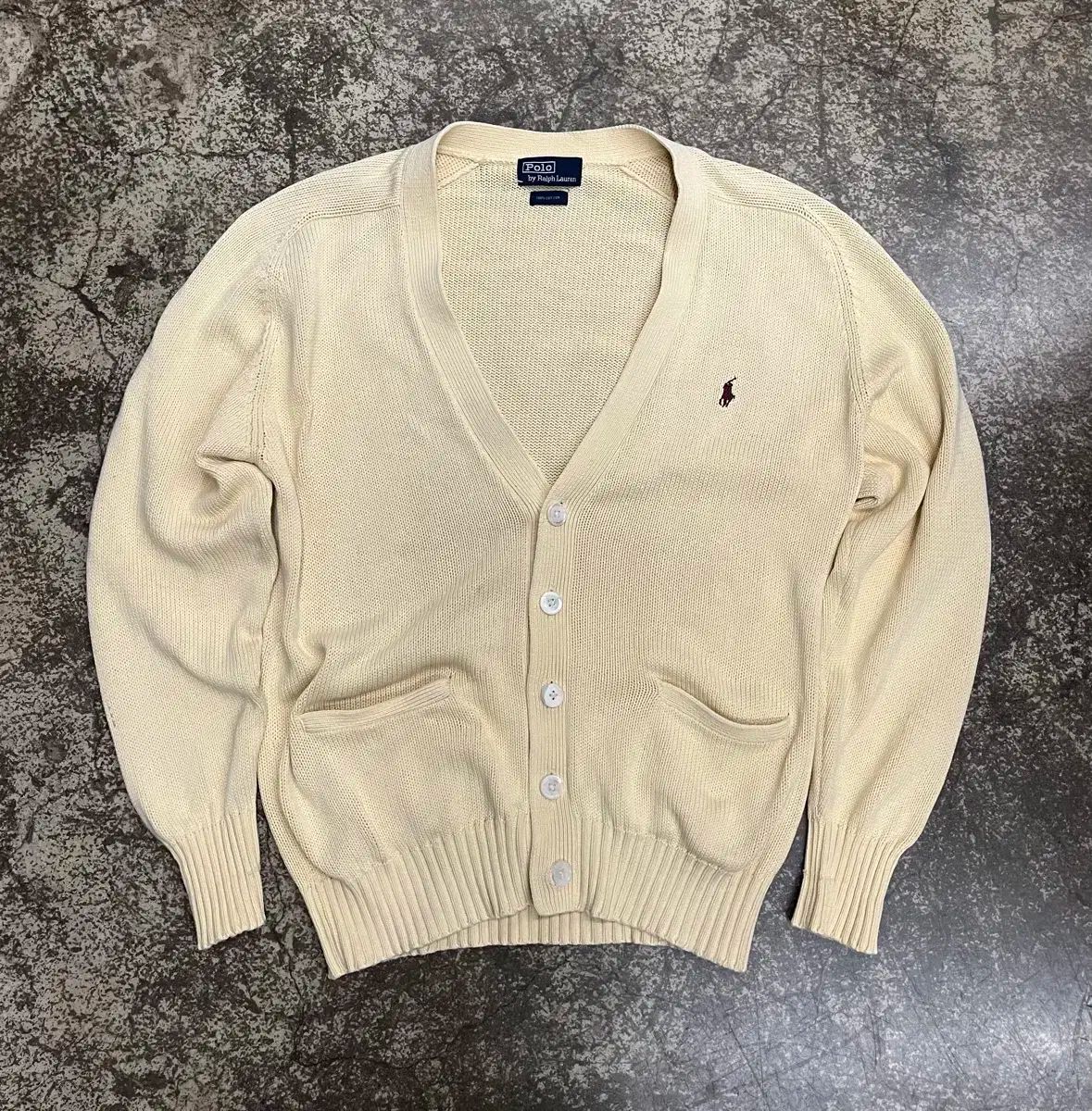 ラルフローレン 90s Lauren Ralph Polo ポロ アイボリー カーディガン 