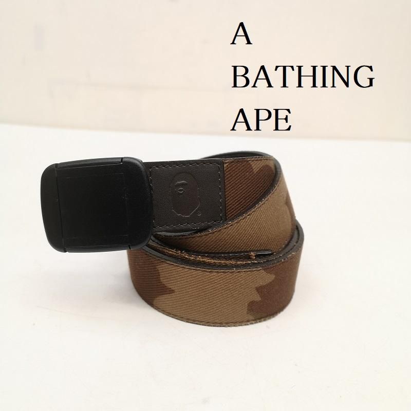 アベイシングエイプ 迷彩 カモフラ レザー キャンバス ベルト メンズ