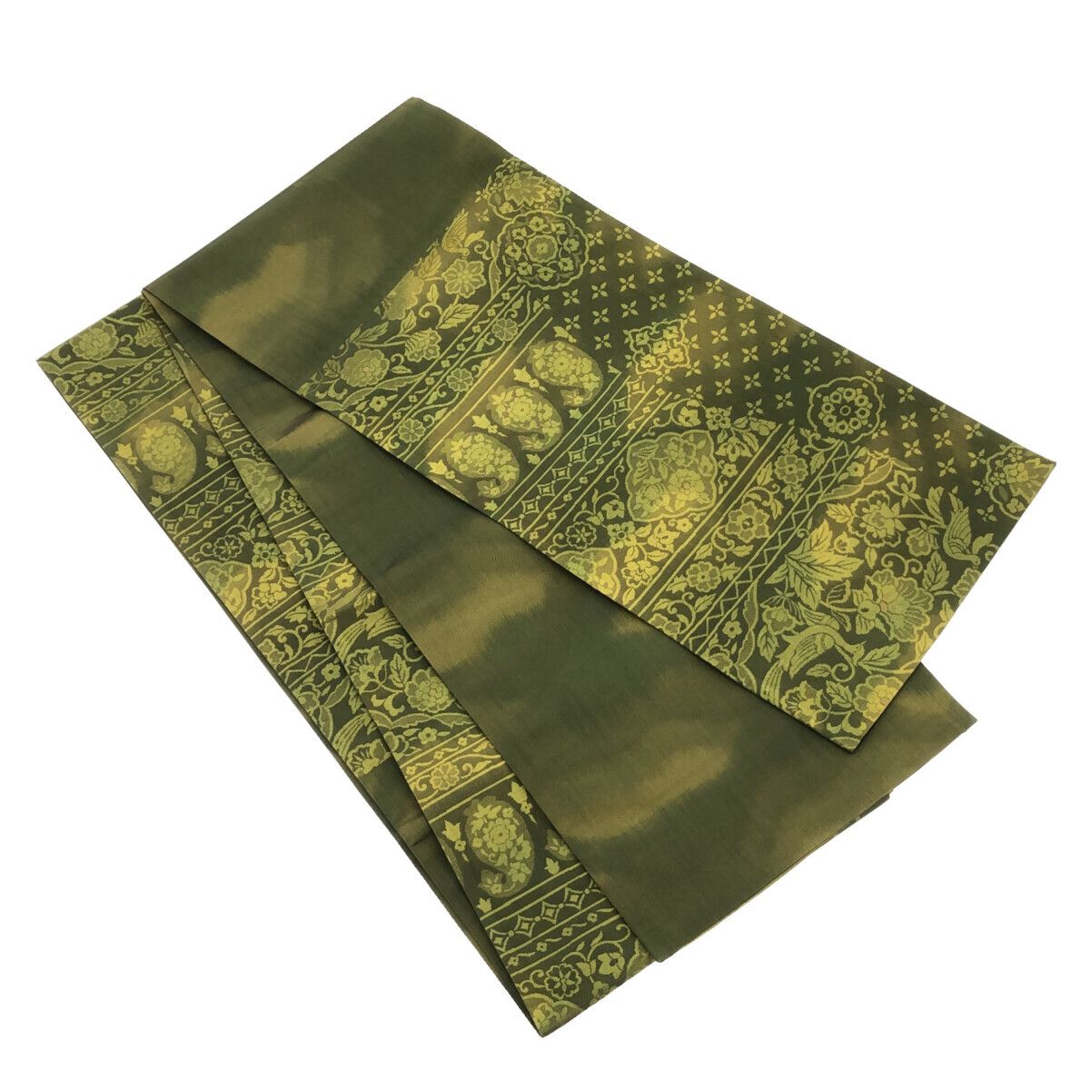 袋帯 西陣 正絹 グリーン スコッチガード加工 11997