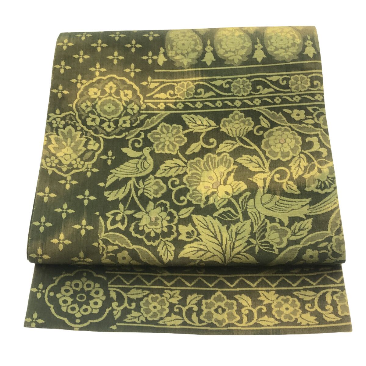 袋帯 西陣 正絹 グリーン スコッチガード加工 11997