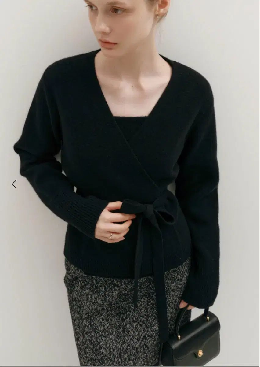 SIEシエ セラニット ラップカーディガン ブラック