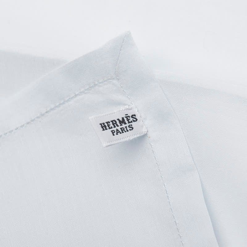  エルメス Hロゴ 刺繍 ライトブルー コットン レディース HERMES 1 0238112 ハンカチ 小物