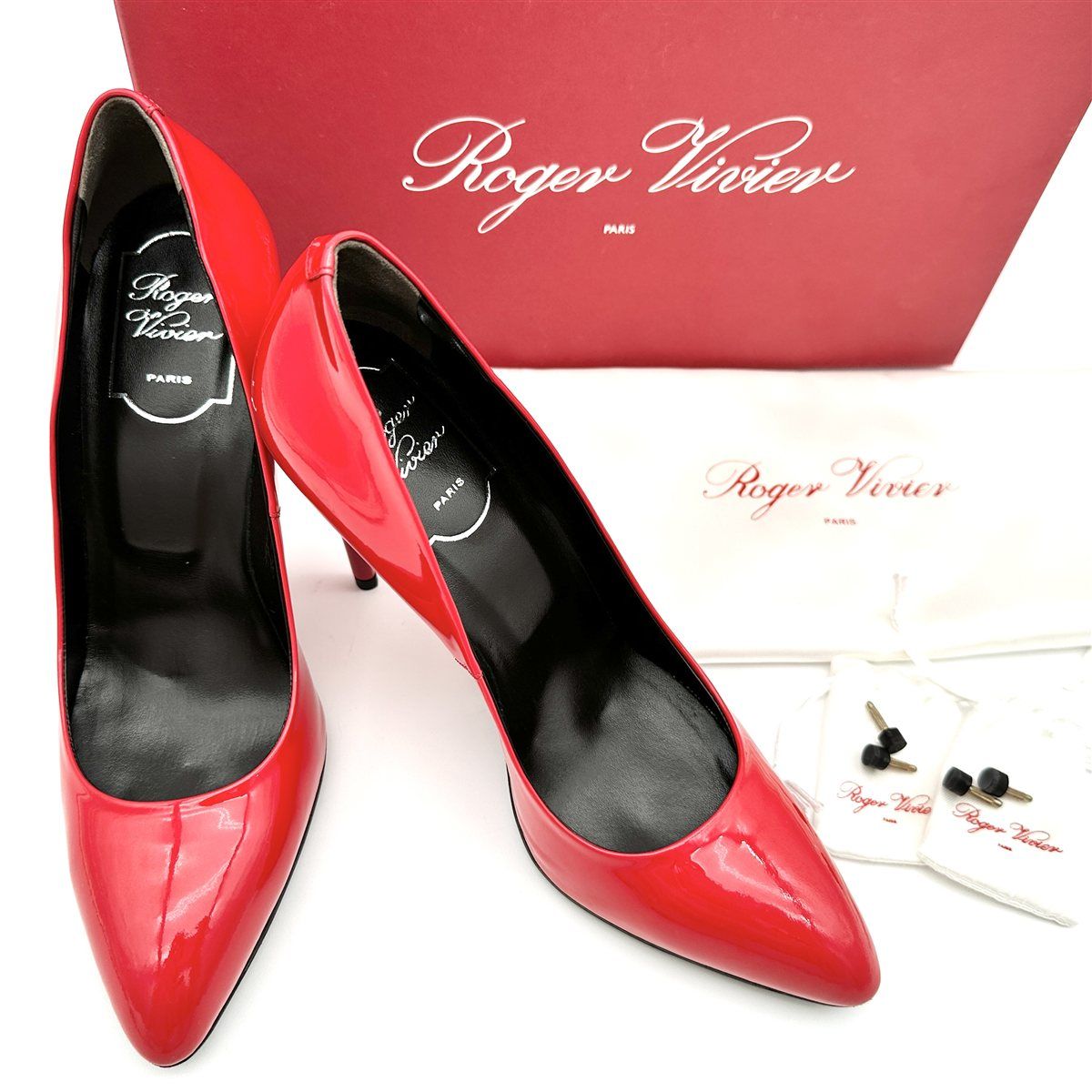 級 Roger Vivier ハイヒール エナメル ビムラムソール レッド 2238 T