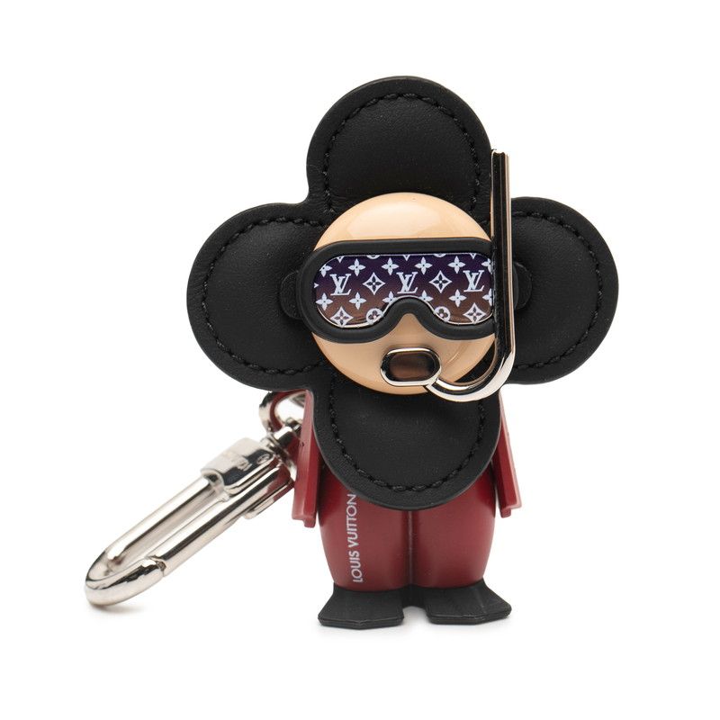 ルイ ヴィトン ビジューサック ヴィヴィエンヌ ダイバー バッグチャーム キーホルダー M00748 ブラック レッド シルバー レザー メタル レディース LOUIS VUITTON 1-0239020