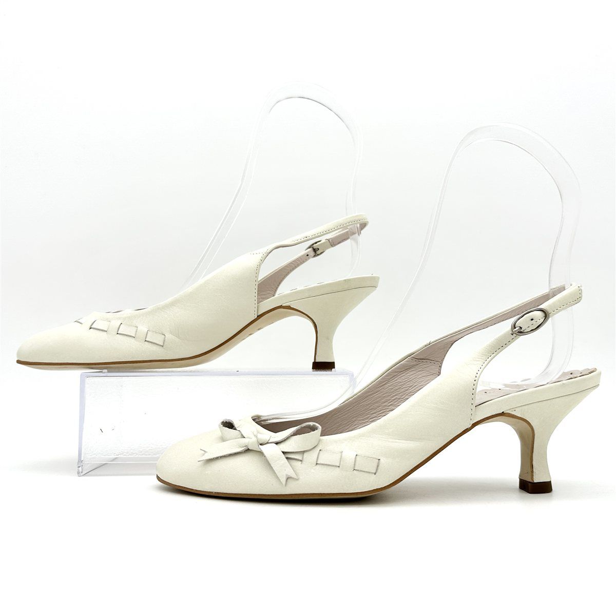 DIANA ミュール 本革 リボン ラウンドトゥ オフホワイト 2392 - メルカリ