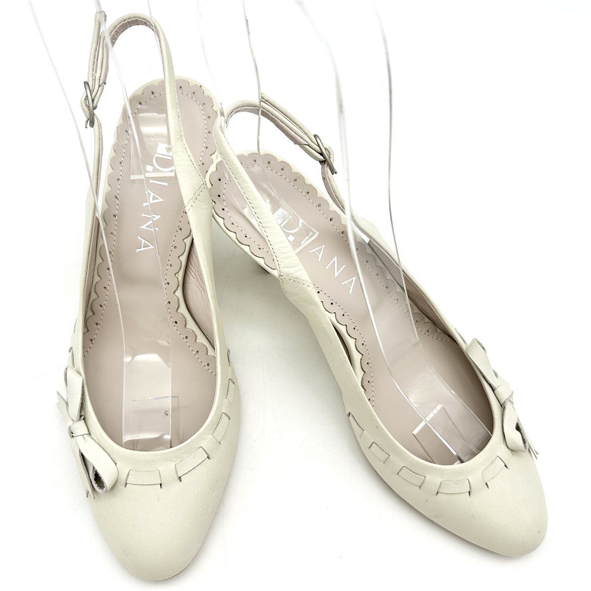 DIANA ミュール 本革 リボン ラウンドトゥ オフホワイト 2392 - メルカリ