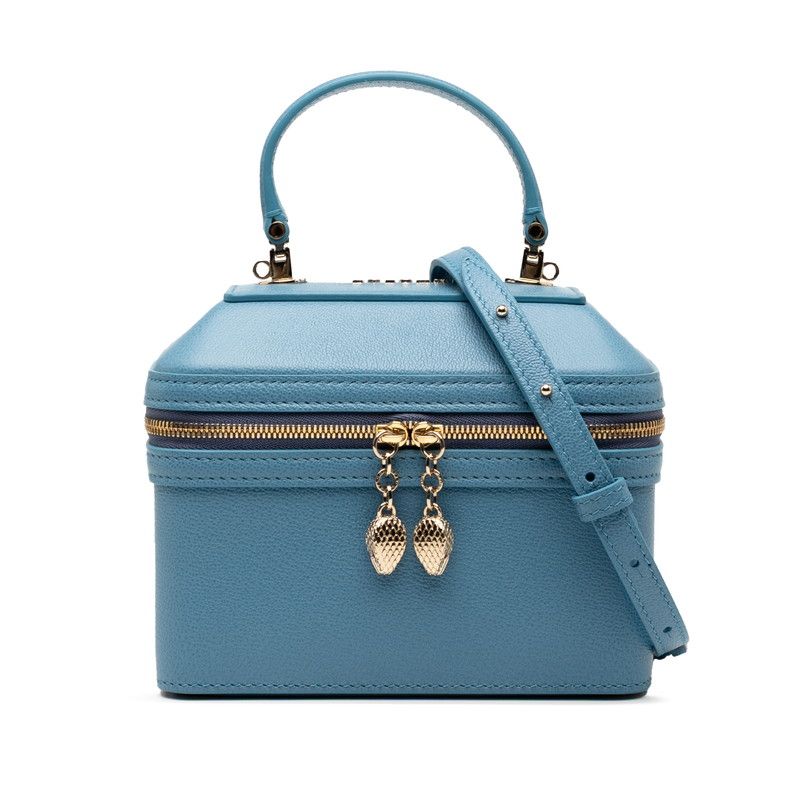 ブルガリ セルペンティ バニティバッグ ミニショルダーバッグ 2WAY ブルー レザー レディース BVLGARI 1-0240321