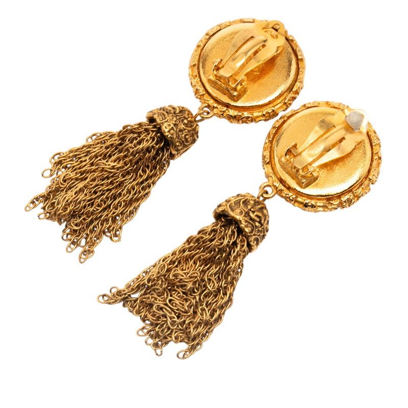 シャネル ココマーク 溶岩 ヨウガン ミラー フリンジ ゴールド メッキ レディース CHANEL 222-40806