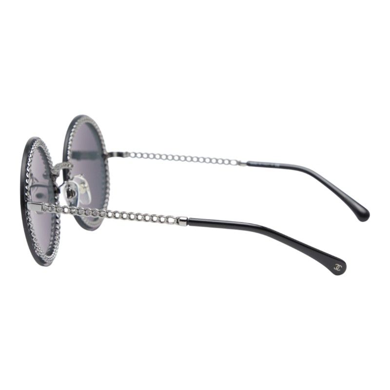シャネル サングラス ラウンド グラスコード 4245 ブラック シルバー プラスチック レディース CHANEL 222-40987