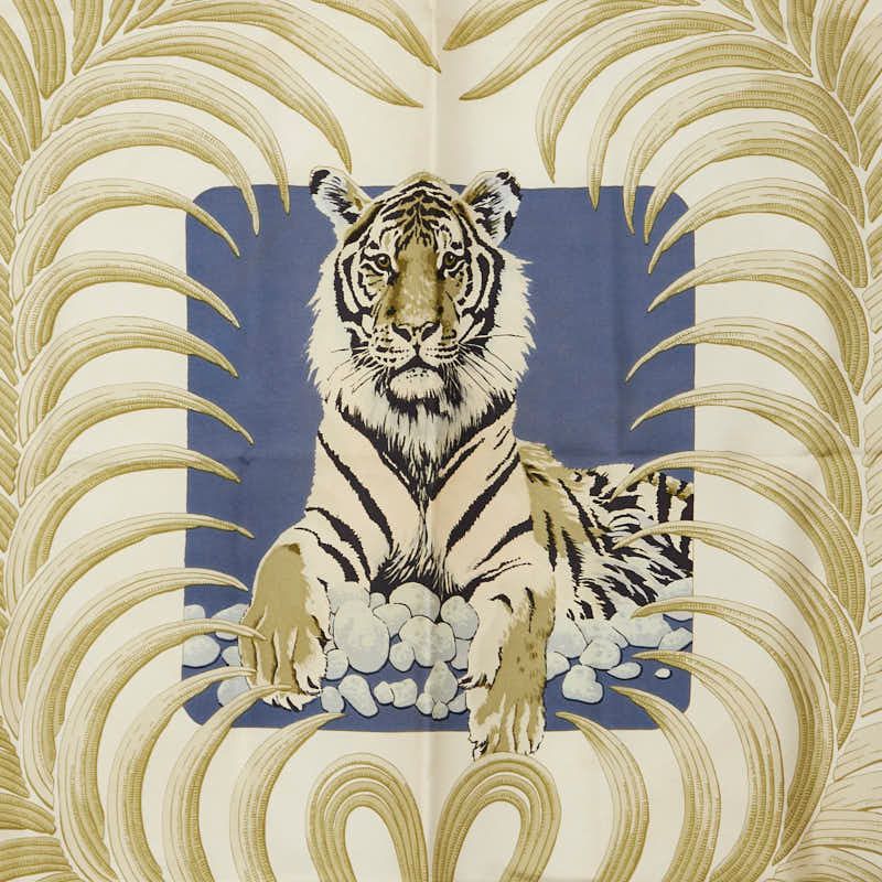 エルメス カレ90 TIGRE ROYAL 王者の虎 ブルー マルチ レディース HERMES 1-0241032