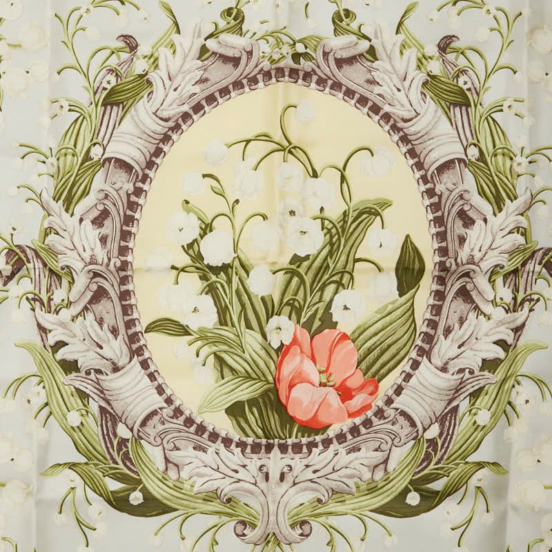 ディオール フラワー 花柄 イエロー マルチ シルク レディース Dior 1-0241281