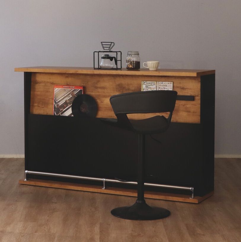 収納ラック付 バーカウンター 縦170cm カウンター マガジンラック ラック 棚 ディスプレイ