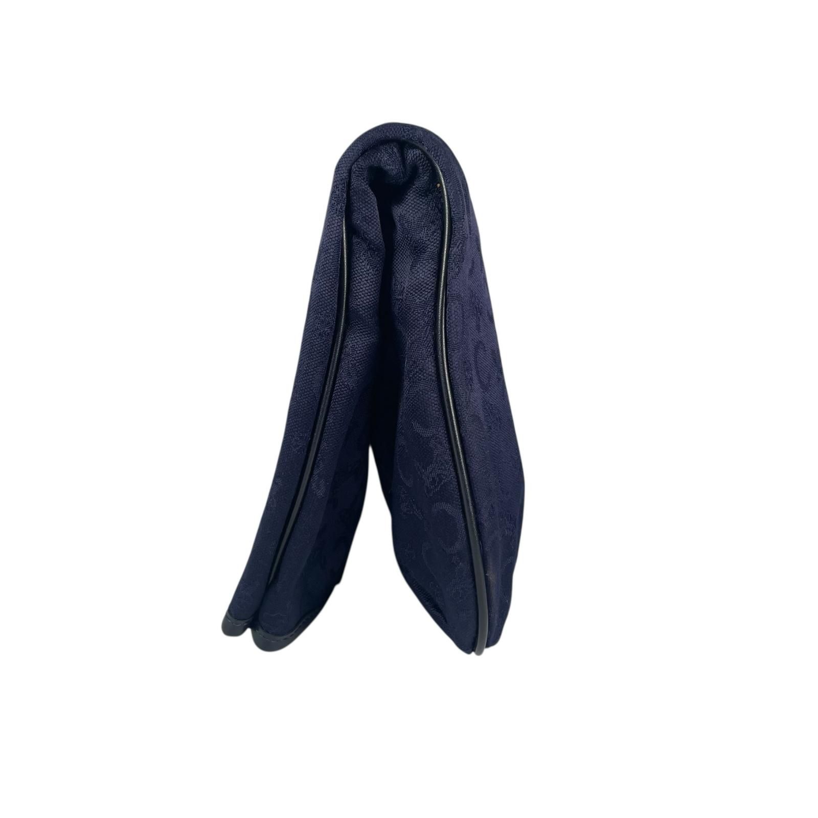 CELINE セリーヌ ノエビア クラッチバッグ キャンバス レザー ネイビー レディース