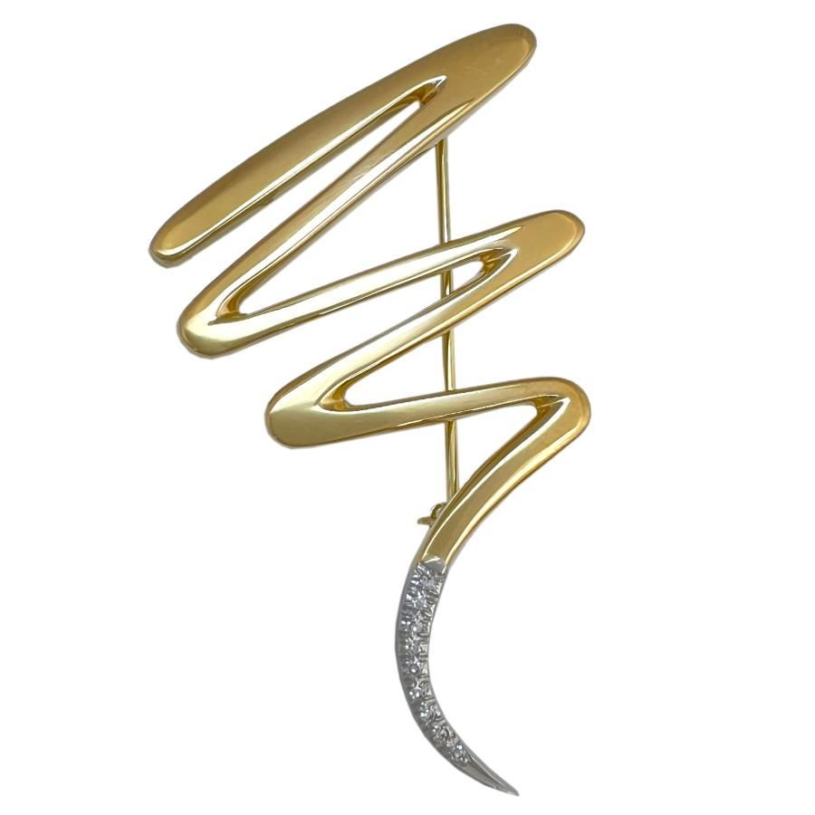 TIFFANY&Co. ティファニー ブローチ スクリブル 18K YG PLAT ダイヤ ヴィンテージ パロマピカソ イエローゴールド プラチナ