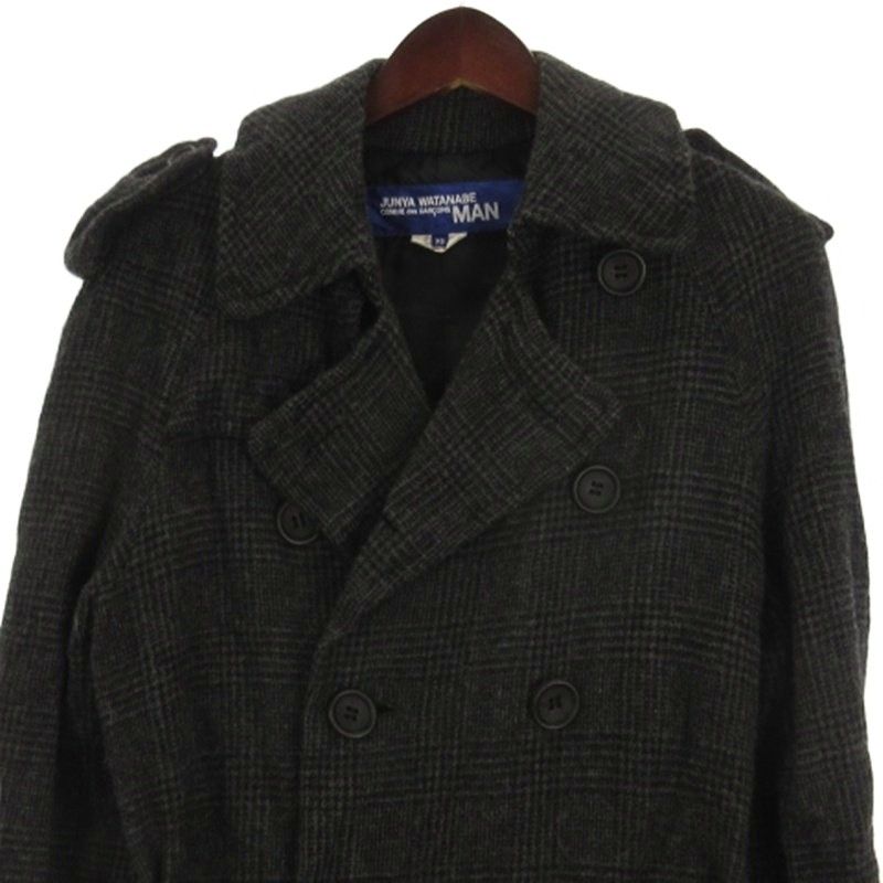 ジュンヤワタナベマン JUNYA WATANABE MAN チェック トレンチコート ロング WL-C010 AD2013 グレー XS