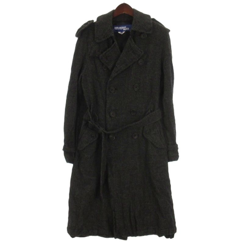 ジュンヤワタナベマン JUNYA WATANABE MAN チェック トレンチコート ロング WL-C010 AD2013 グレー XS