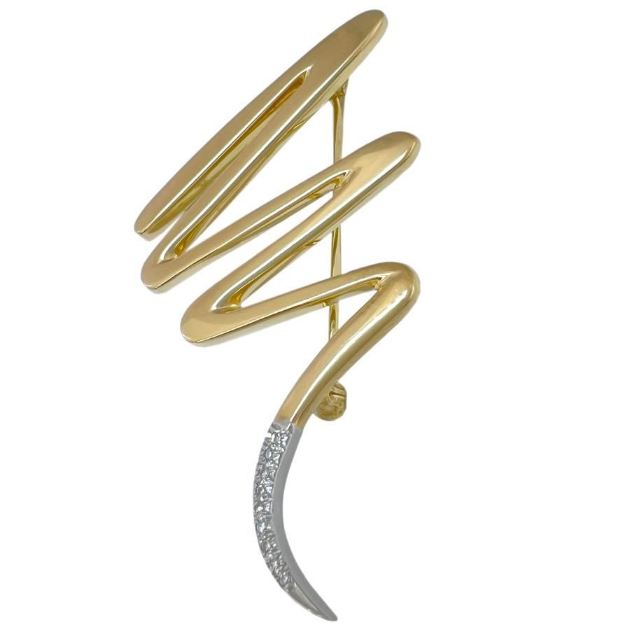 TIFFANY＆Co. ティファニー ブローチ スクリブル 18 K YG PLAT ダイヤ ヴィンテージ パロマピカソ イエローゴールド プラチナ