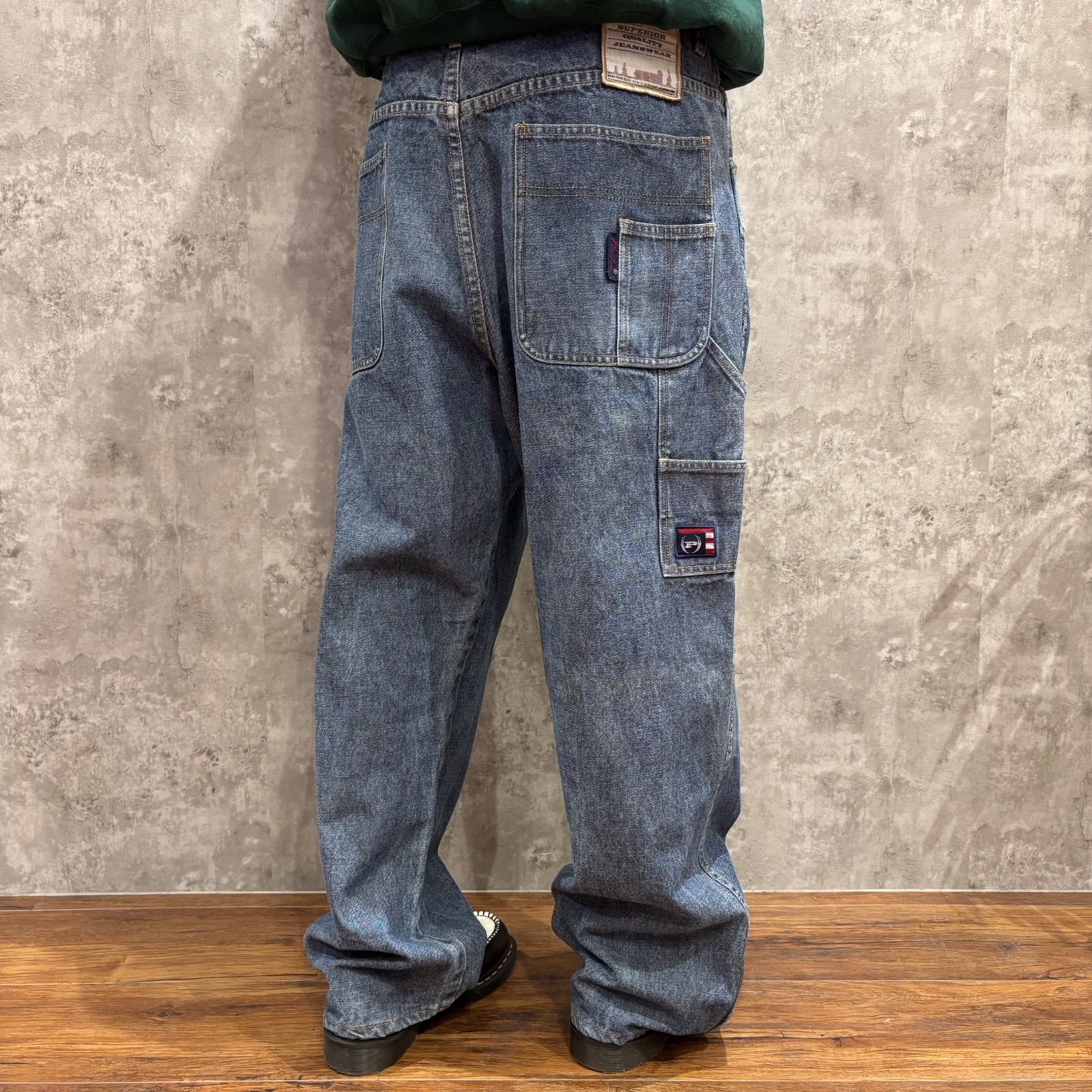 USA古着 PHAT FARM ファットファーム Y2K ストリート B系 太 バギー デニムパンツ 90s 00s ワークウェア風 旧ロゴタグ
