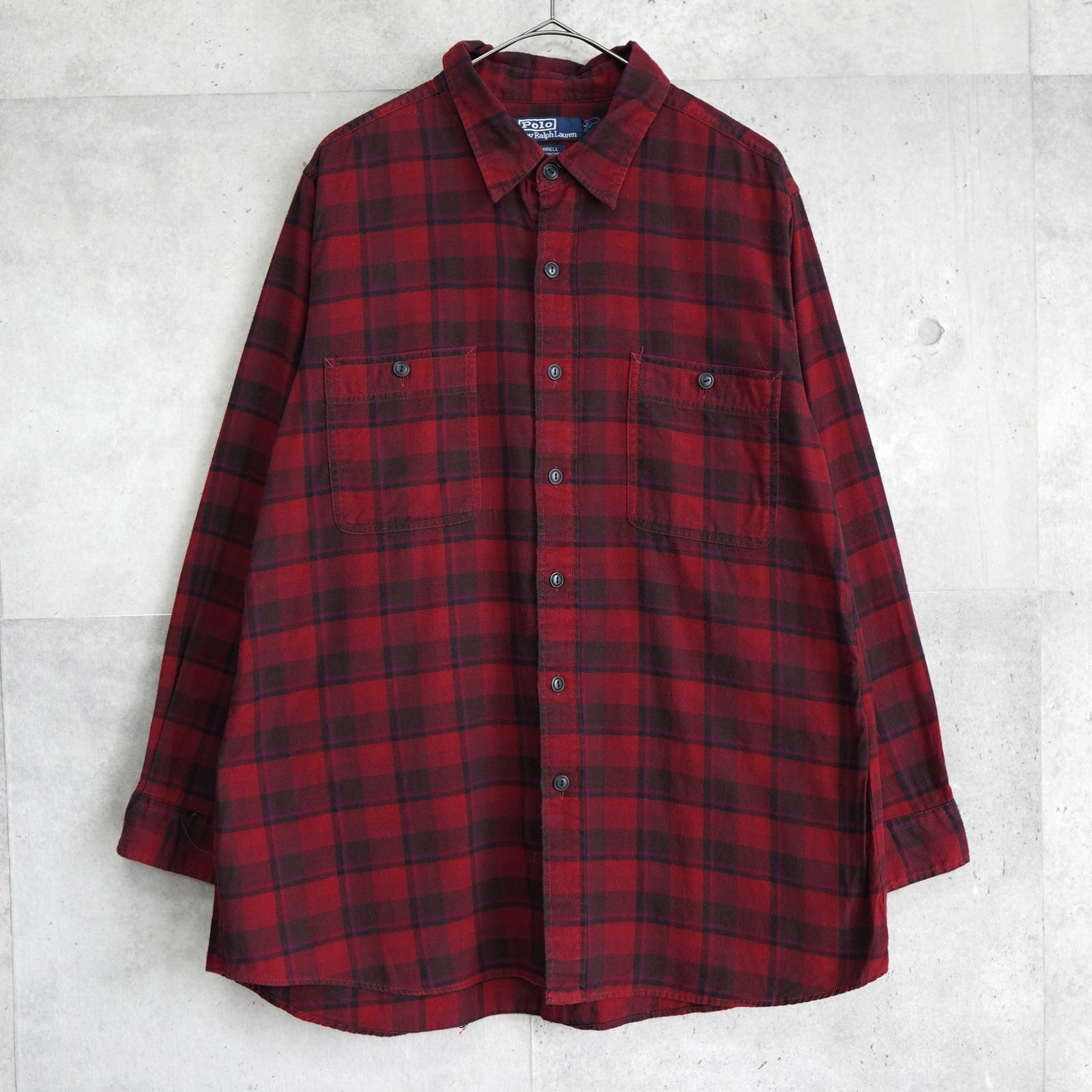 ポロ バイ ラルフローレン ネルシャツ 長袖シャツ チェック柄 レッド