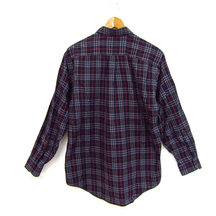 バーバリーロンドン 長袖シャツ コットン ノバチェック ブランド トップス メンズ Mサイズ ネイビー×レッド BURBERRY