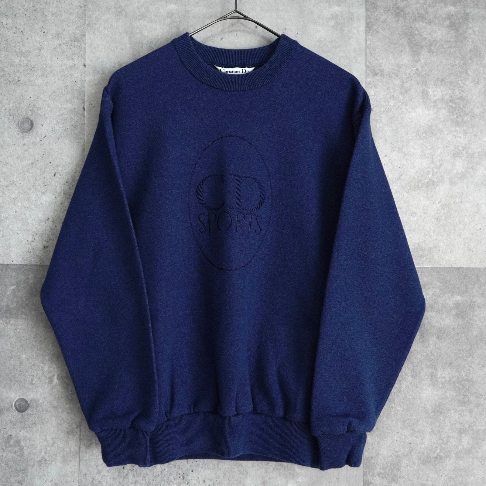 未使用級　クリスチャンディオール ニット　 ネイビー　ロゴ刺繍 M ウール クリスチャン ディオール ヴィンテージ CD SPORTS ニット ネイビー