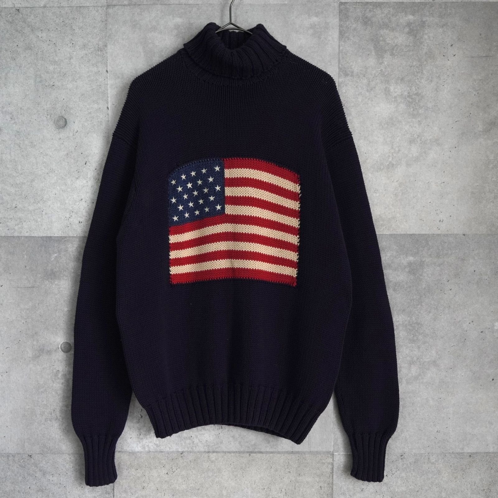 ポロ ラルフローレン ヴィンテージ 星条旗 タートルネック ニット