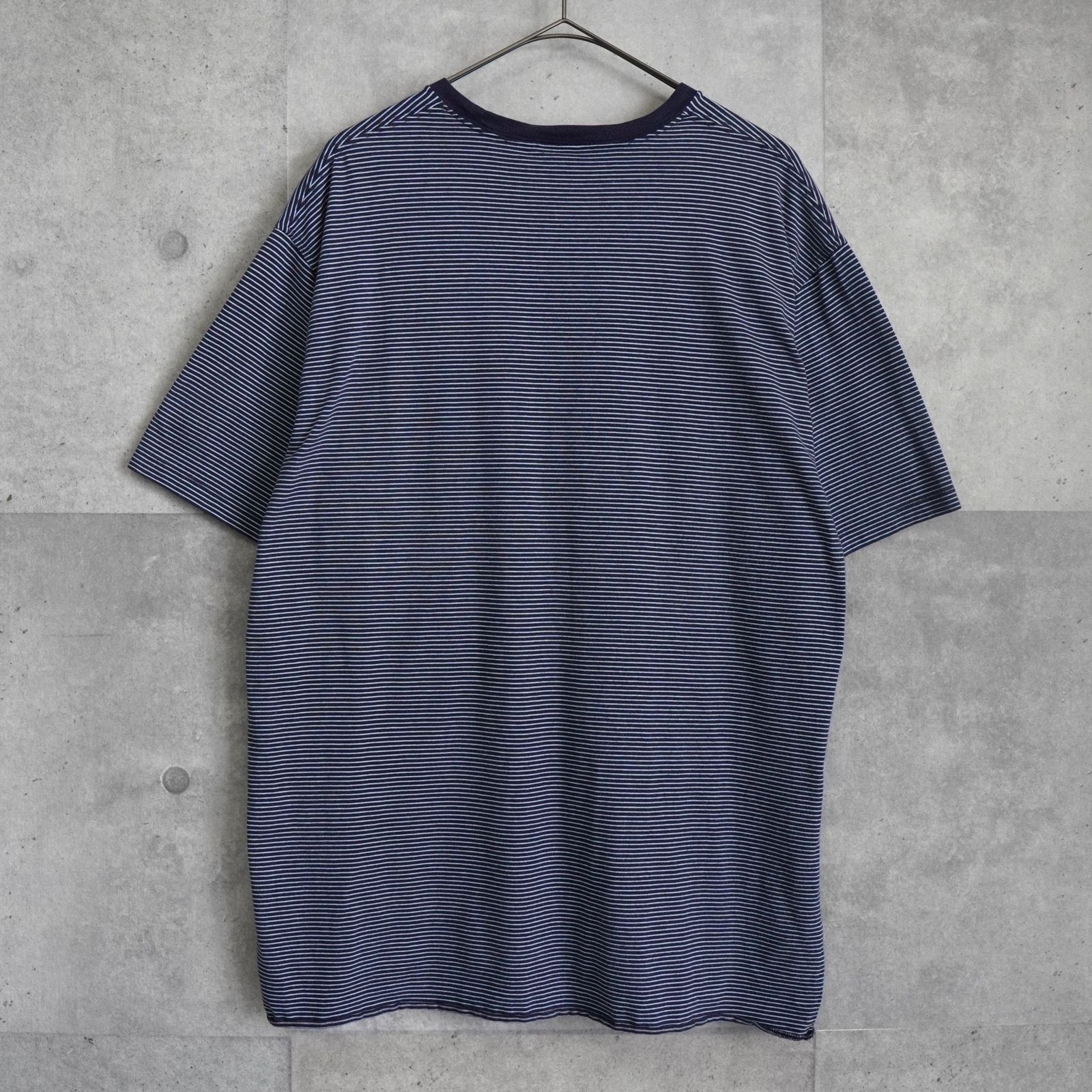ブルックスブラザーズ ゴールド ロゴ刺繍 ボーダー柄 ポケット Tシャツ 