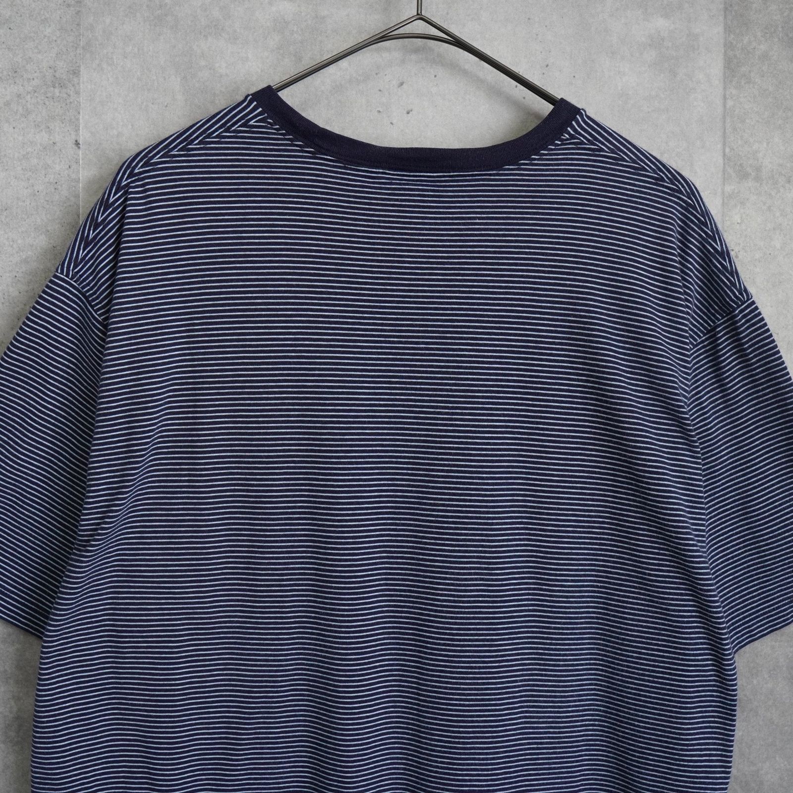 ブルックスブラザーズ ゴールド ロゴ刺繍 ボーダー柄 ポケット Tシャツ 