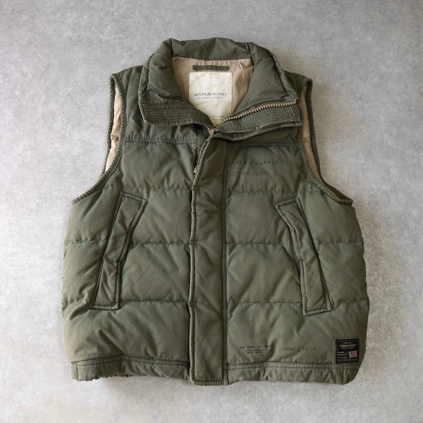 Polo Ralph Lauren ダウンベスト M カーキ ポロ デニムアンドサプライ ラルフローレン 最高 ロゴ ダウンベスト