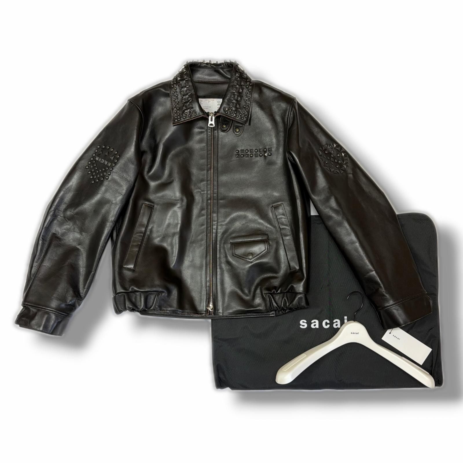 参考上代396000円 未使用 Sacai 25AW Studded Leather Jacket スタッズ