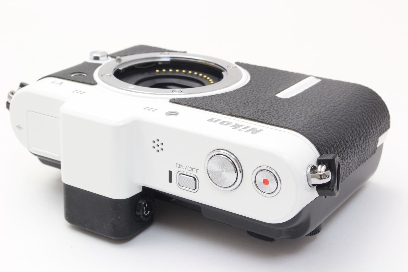 A Nikon ニコン V 1 ボディ ホワイト 黒革張り加工 初期不良 無料 10 60 ミラーレス一眼 デジタルカメラ カメラ