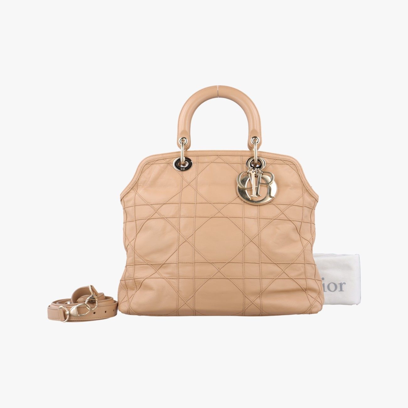 クリスチャンディオールChristian Diorグランヴィル ベージュ ラムスキン 09-MA-0151