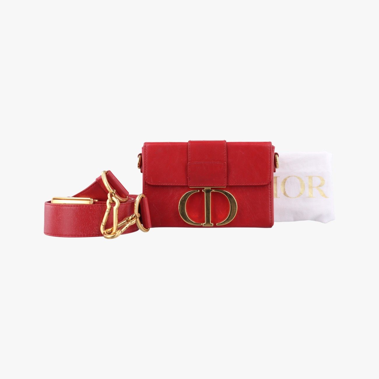 クリスチャンディオールChristian Dior30モンテーニュボックス レッド レザー 05-RU-0189